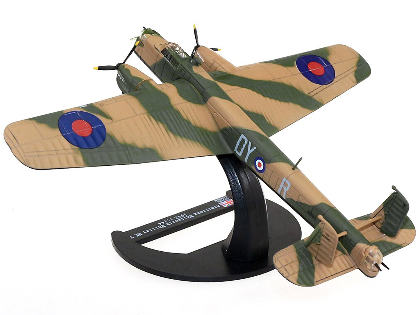Armstrong Whitworth Whitley Mk.V Bomber Aircraft "No. 102 Squadron RAF Driffield" Royal Air Force (1940) "Planes of World War II" Series 1/144 Diecast Model Airplane by Luppa-DiecastModeler.com