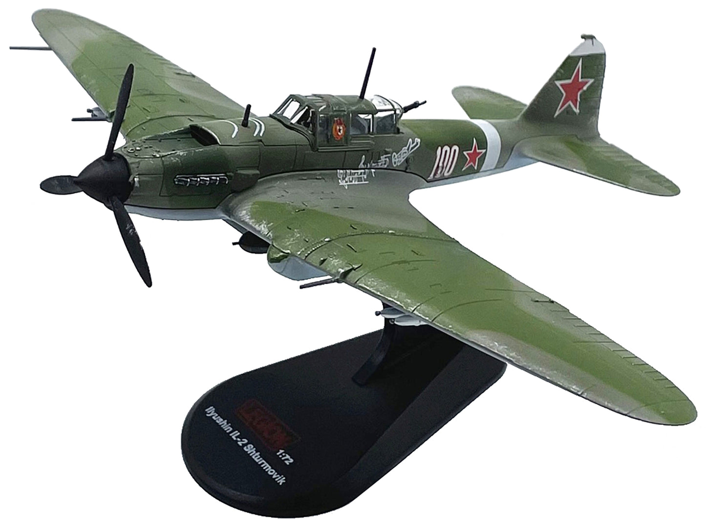 Ilyushin IL-2M3 Sturmovik Aircraft #100 Green Camouflage "Piloted by Vasily Emelyanenko" Soviet Air Force 1/72 Diecast Model Airplane by Legion-DiecastModeler.com