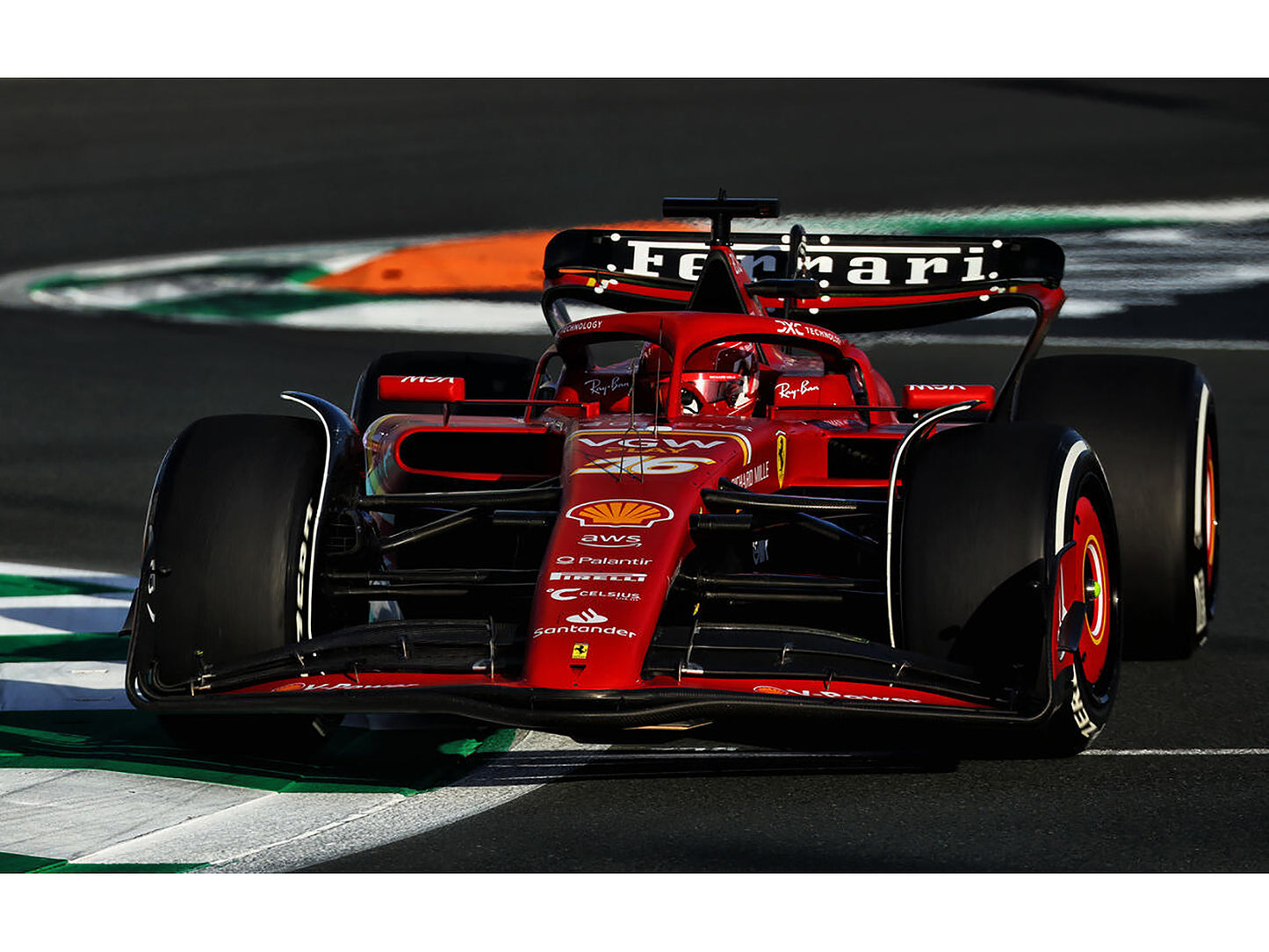 Ferrari SF-24 #16 Charles Leclerc 3rd Place Formula One F1 "Saudi Arabia GP" (2024) with Acrylic Display Case 1/18 Model Car by LookSmart-DiecastModeler.com