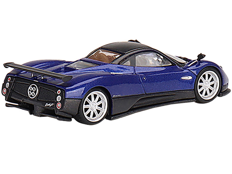 Pagani Zonda F Blu Argentina Blue Metallic with Black Top Limited Edition to 3000 pieces Worldwide 1/64 Diecast Model Car by Mini GT-DiecastModeler.com