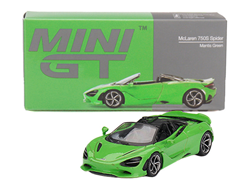 McLaren 750S Spider Mantis Green Limited Edition 1/64 Diecast Model Car by Mini GT-DiecastModeler.com