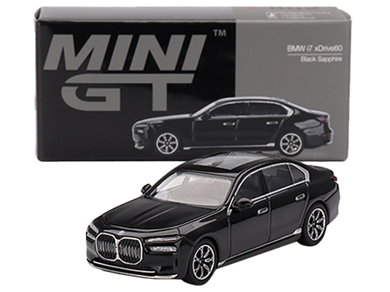 BMW i7 xDrive60 Black Sapphire Limited Edition 1/64 Diecast Model Car by Mini GT-DiecastModeler.com