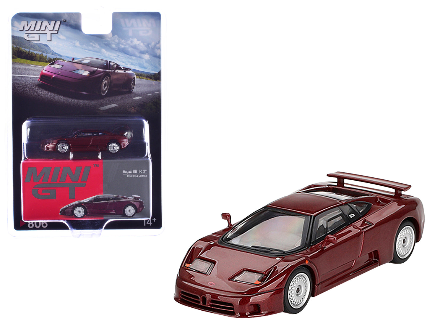 Bugatti EB110 GT Dark Red Metallic Limited Edition 1/64 Diecast Model Car by Mini GT-DiecastModeler.com