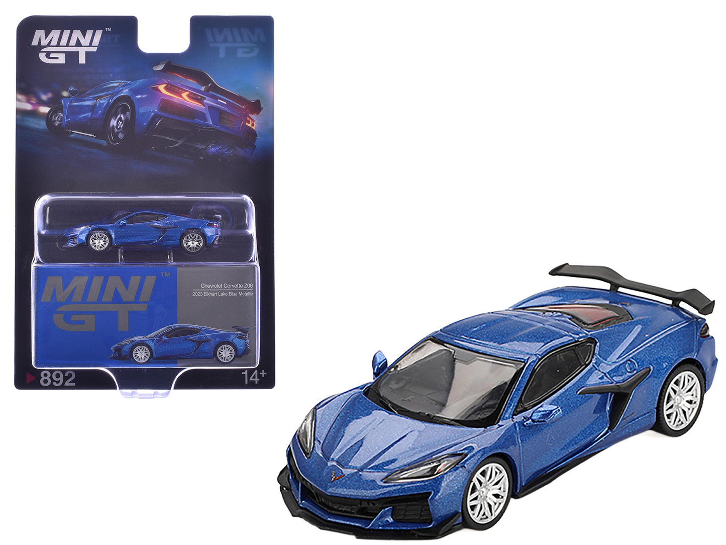 2023 Chevrolet Corvette Z06 Elkhart Lake Blue Metallic Limited Edition 1/64 Diecast Model Car by Mini GT-DiecastModeler.com