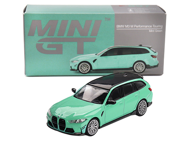 BMW M3 M Performance Touring Mint Green with Black Top Limited Edition 1/64 Diecast Model Car by Mini GT-DiecastModeler.com