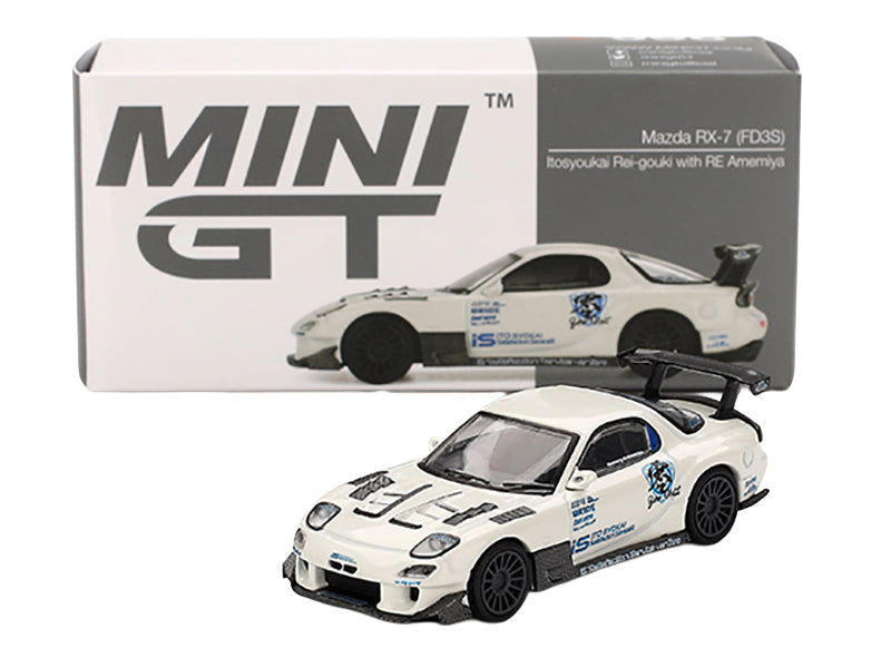 Mazda RX-7 (FD3S) "Itosyoukai Rei-gouki with RE Amemiya" RHD (Right Hand Drive) White with Graphics Limited Edition 1/64 Diecast Model Car by Mini GT