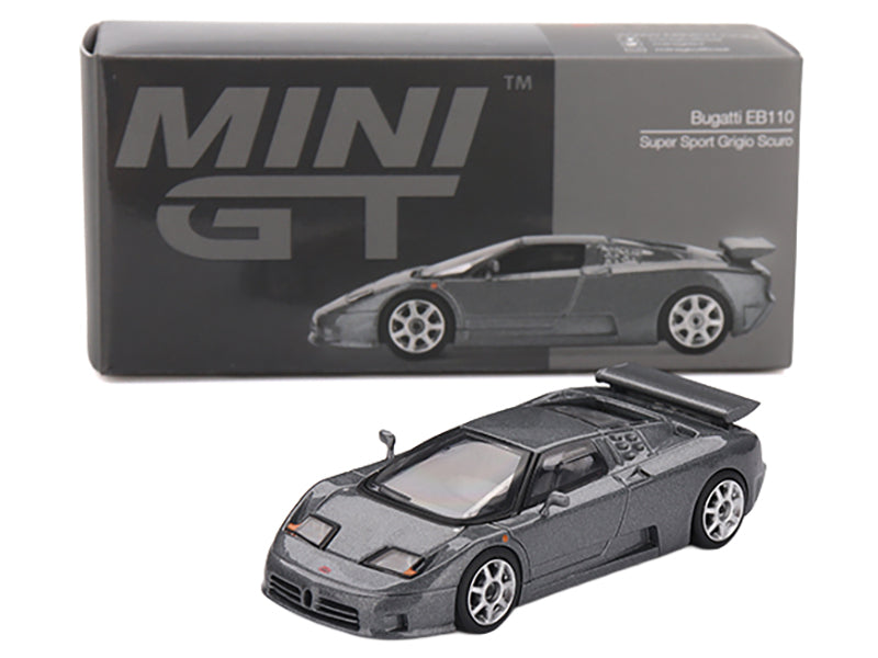 Bugatti EB110 Super Sport Grigio Scuro Dark Gray Metallic Limited Edition 1/64 Diecast Model Car by Mini GT