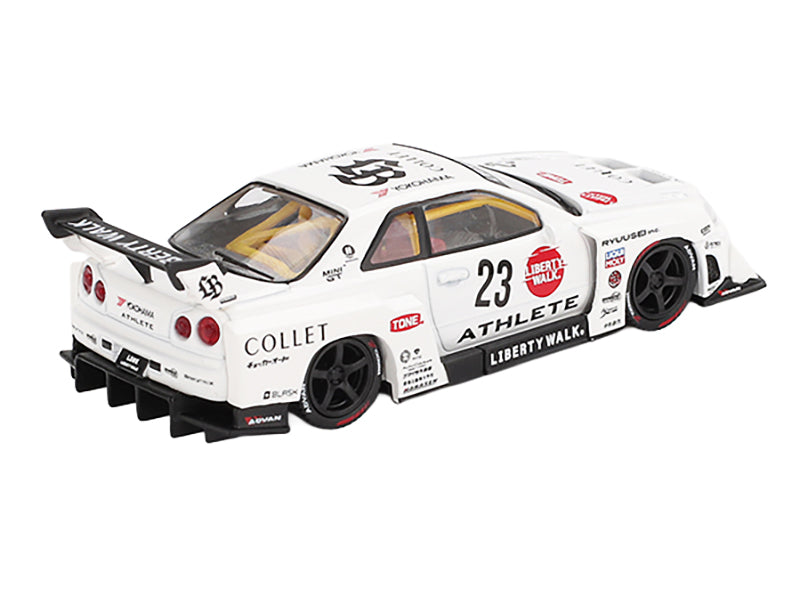 Nissan LB-ER34 Super Silhouette RHD (Right Hand Drive) #23 "ATHLETE - COLLET" White with Graphics Limited Edition 1/64 Diecast Model Car by Mini GT-DiecastModeler.com