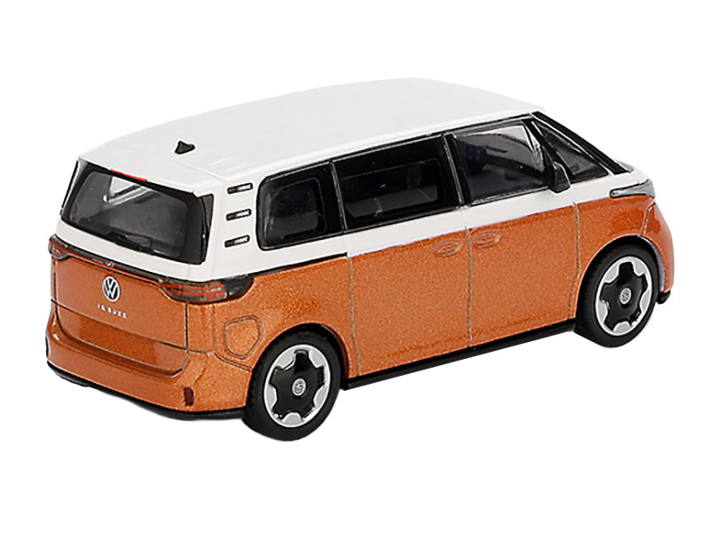 Volkswagen ID.Buzz Van Candy White and Energetic Orange Metallic Limited Edition 1/64 Diecast Model Car by Mini GT-DiecastModeler.com