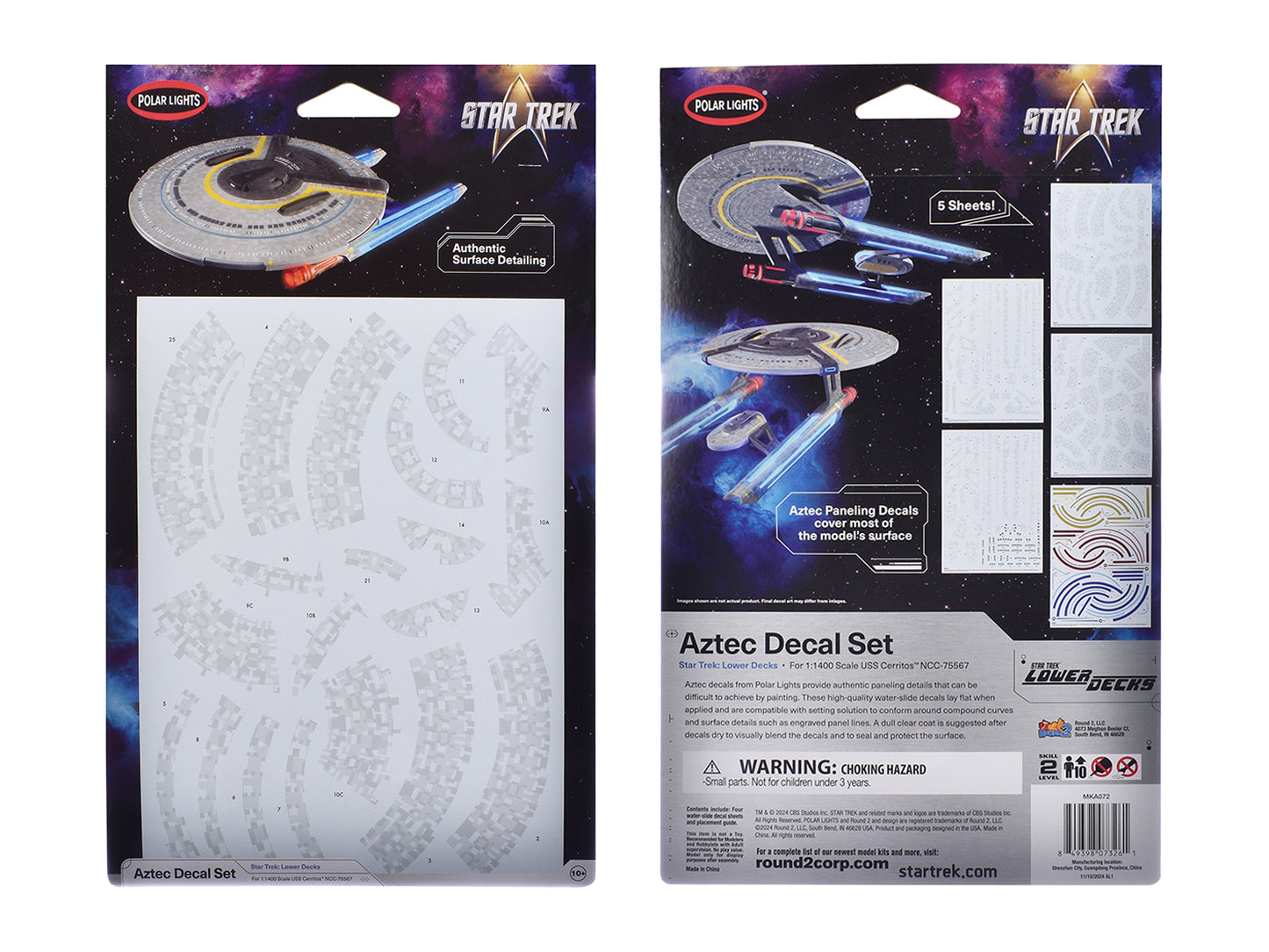 USS Cerritos NCC-75567 Aztec Decal Set "Star Trek: Lower Decks" (2020-2024) TV Series 1/1400 Scale by Polar Lights