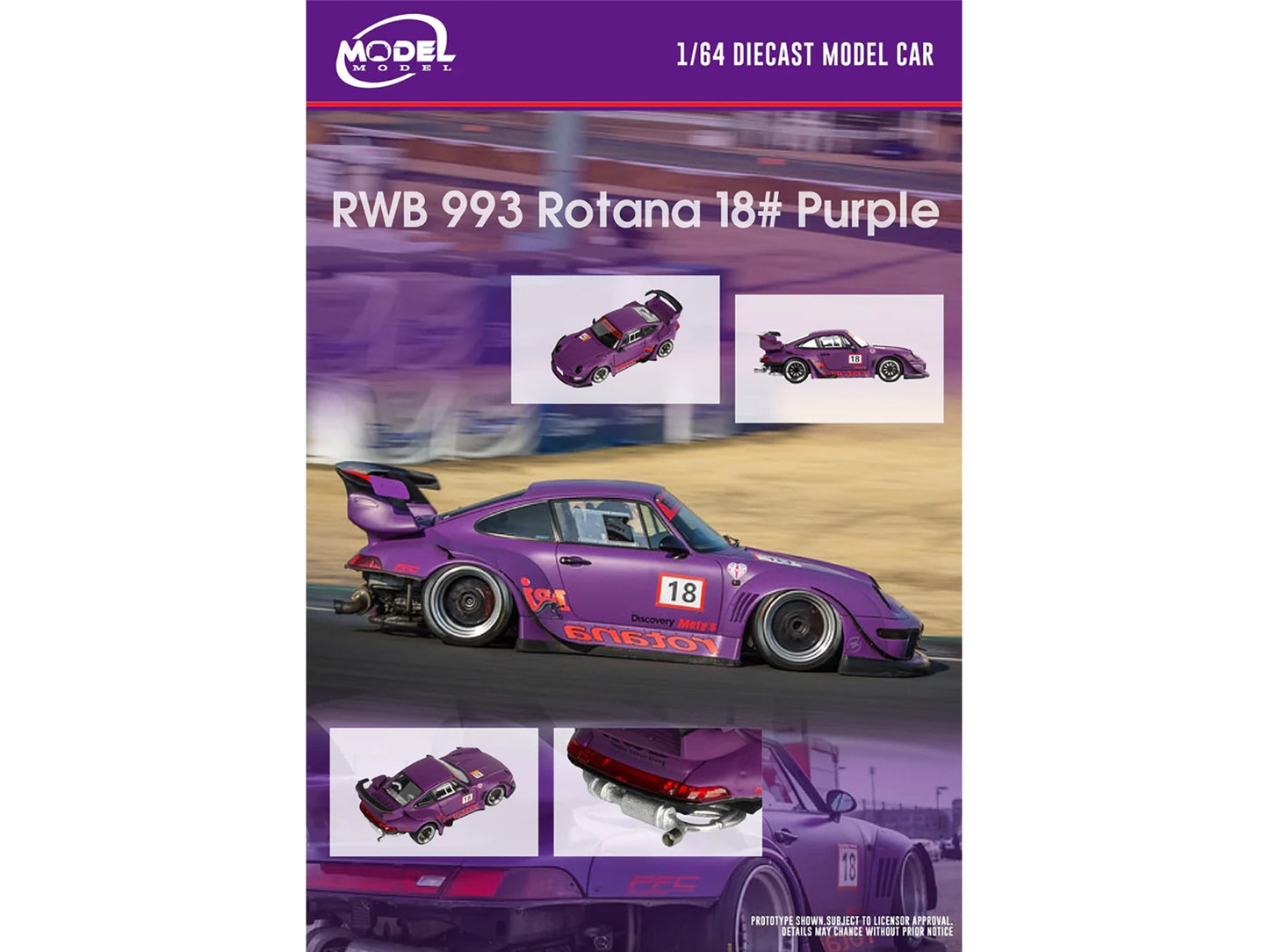 RWB 993 Rotana #18 Matt Purple with Graphics 1/64 Diecast Model Car by Model Model