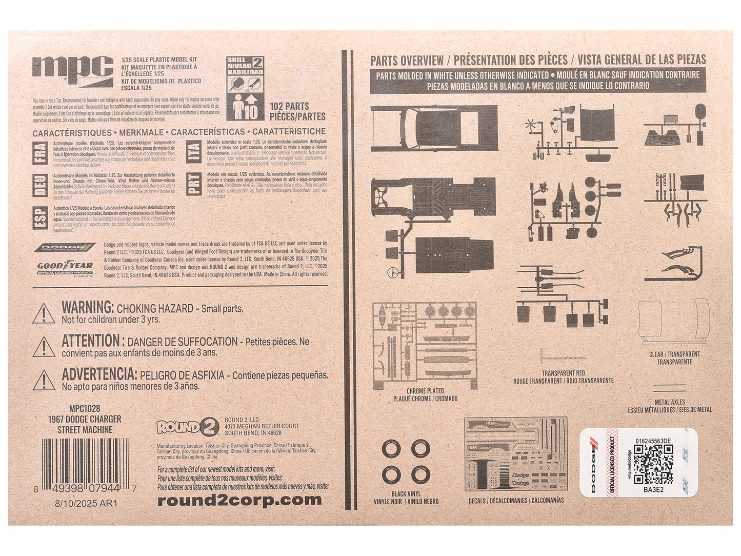 Skill 2 Model Kit 1967 Dodge Charger Street Machine 1/25 Scale Model by MPC-DiecastModeler.com