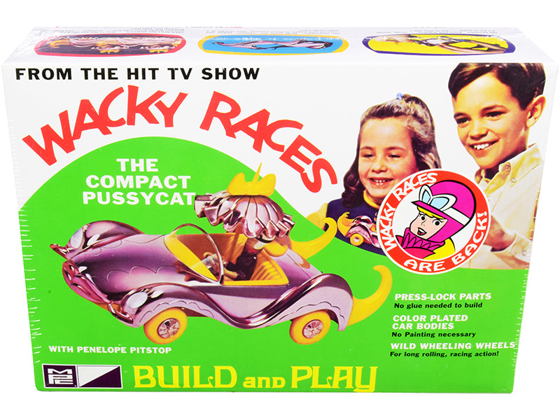 Skill 2 Snap Model Kit The Compact Pussycat with Penelope Pitstop Figurine "Wacky Races" (1968) TV Series 1/25 Scale Model by MPC-DiecastModeler.com