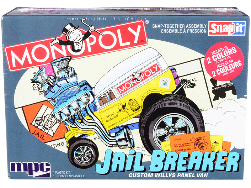 Skill 1 Snap Model Kit Custom Willys Panel Van Jail Breaker "Monopoly" 1/25 Scale Model by MPC-DiecastModeler.com