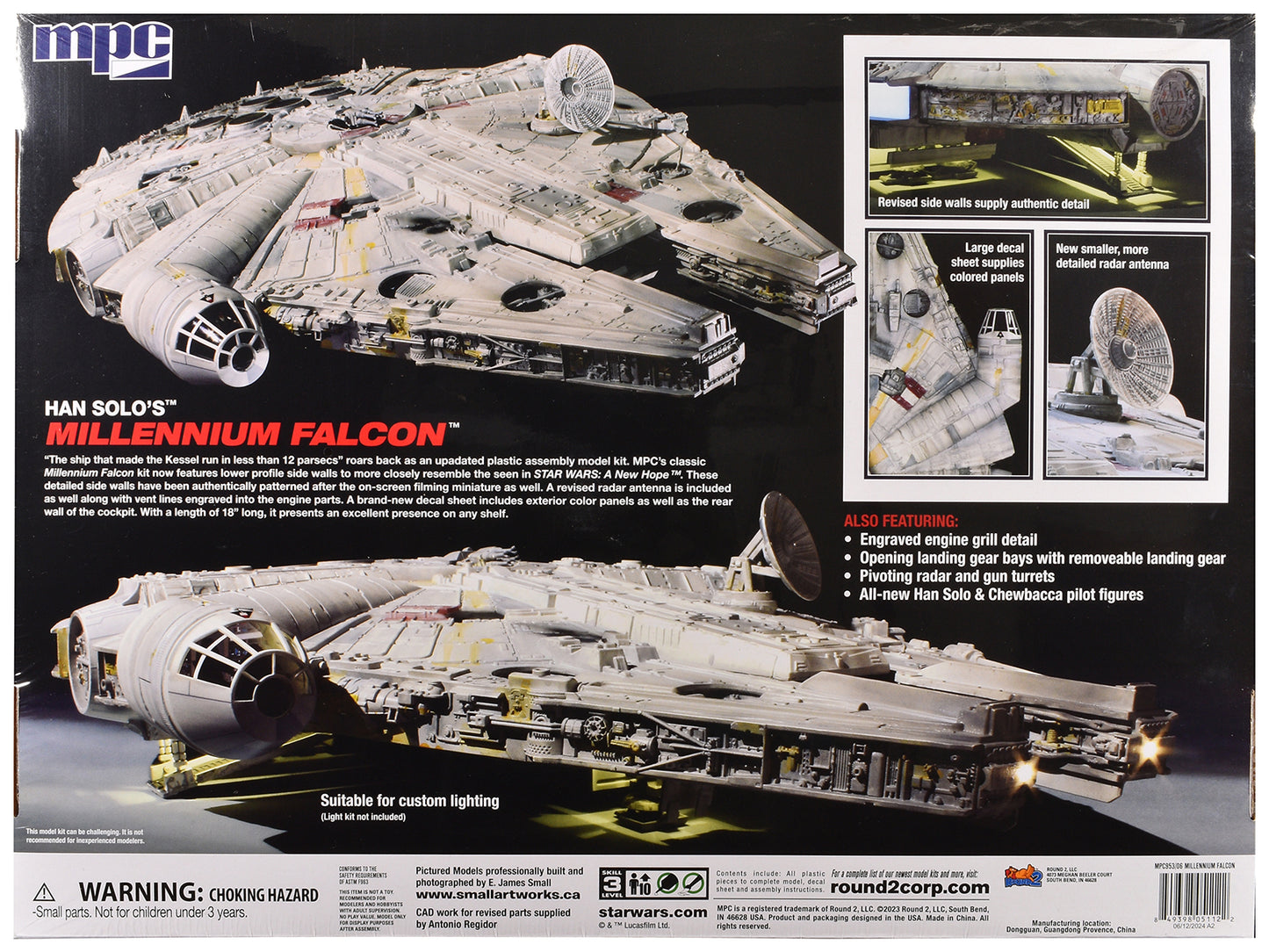 Skill 3 Model Kit Han Solo's Millennium Falcon "Star Wars: A New Hope" (1977) Movie 1/72 Scale Model by MPC