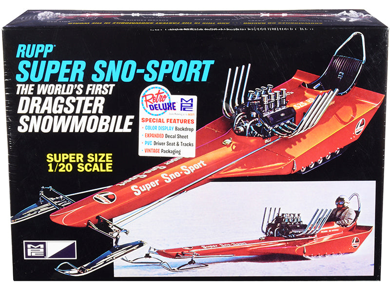 Skill 2 Model Kit Rupp Super Sno-Sport Snowmobile Dragster (The World's First) 1/20 Scale Model by MPC-DiecastModeler.com