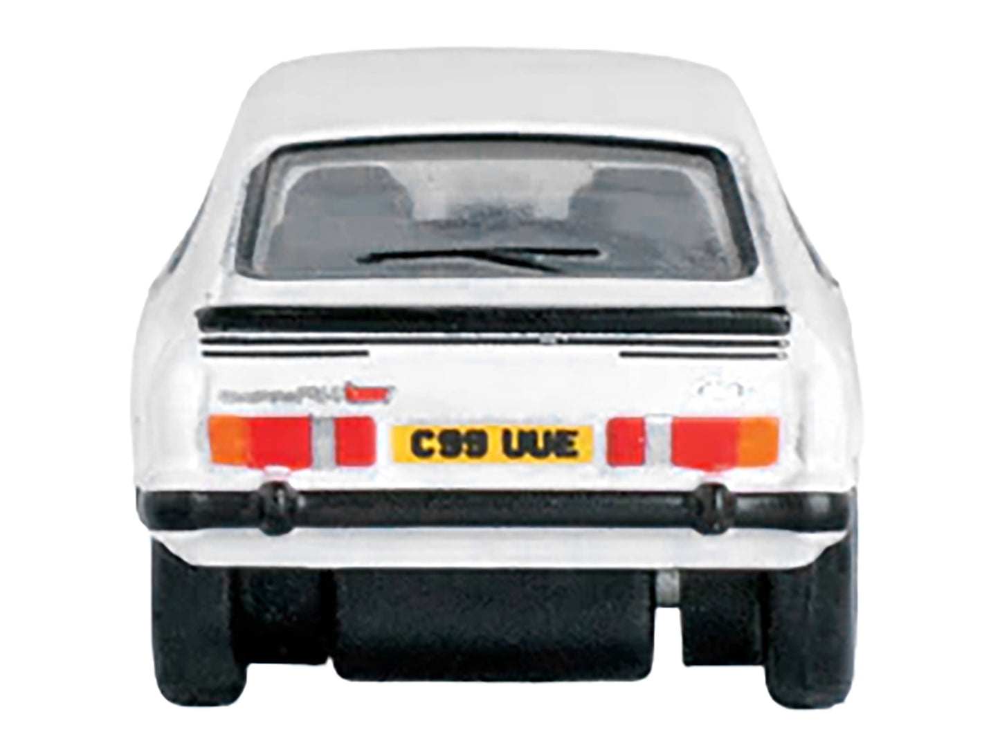 Ford Capri Mk3 RHD (Right Hand Drive) Diamond White with Black Stripes 1/148 (N) Scale Diecast Model Car by Oxford Diecast-DiecastModeler.com