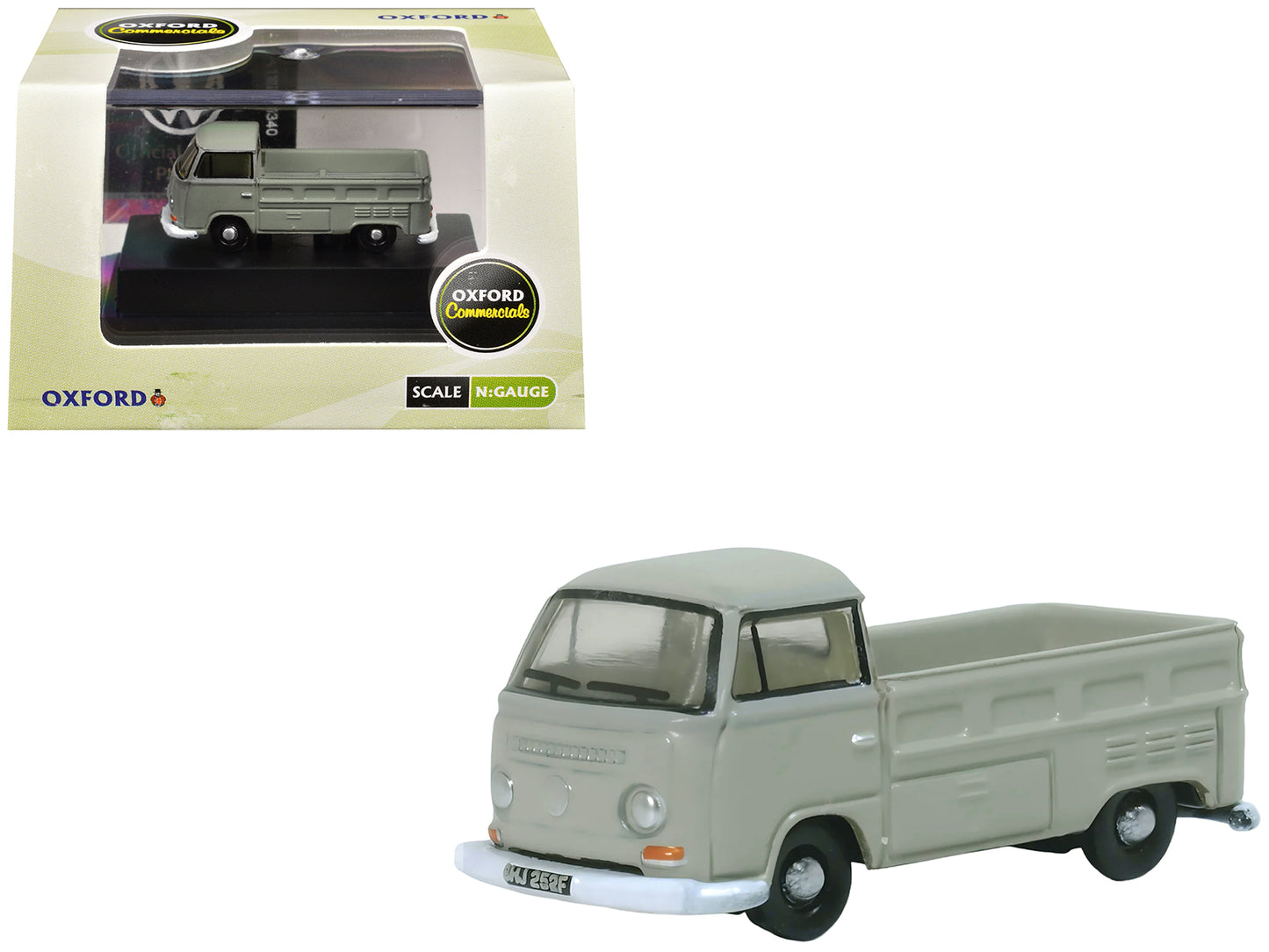 Volkswagen T2 Pickup Truck Light Gray 1/148 (N) Scale Diecast Model Car by Oxford Diecast-DiecastModeler.com