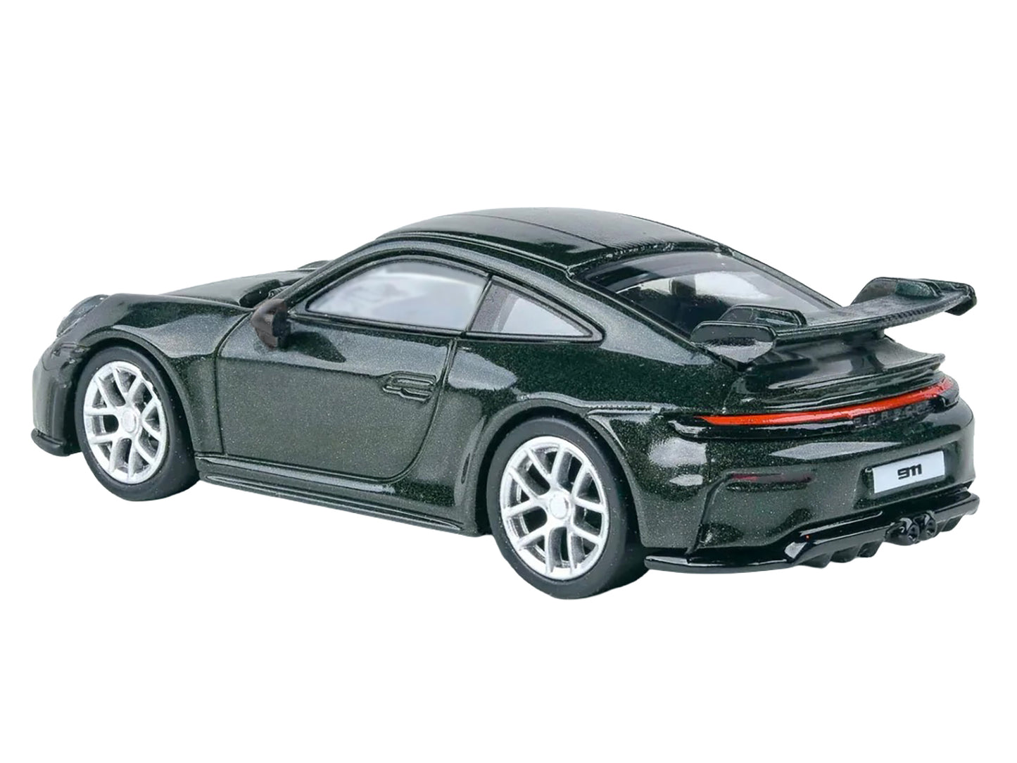 2025 Porsche 911 GT3 (992.2) Oak Green Metallic Neo with Carbon Stripe 1/64 Diecast Model Car by Paragon