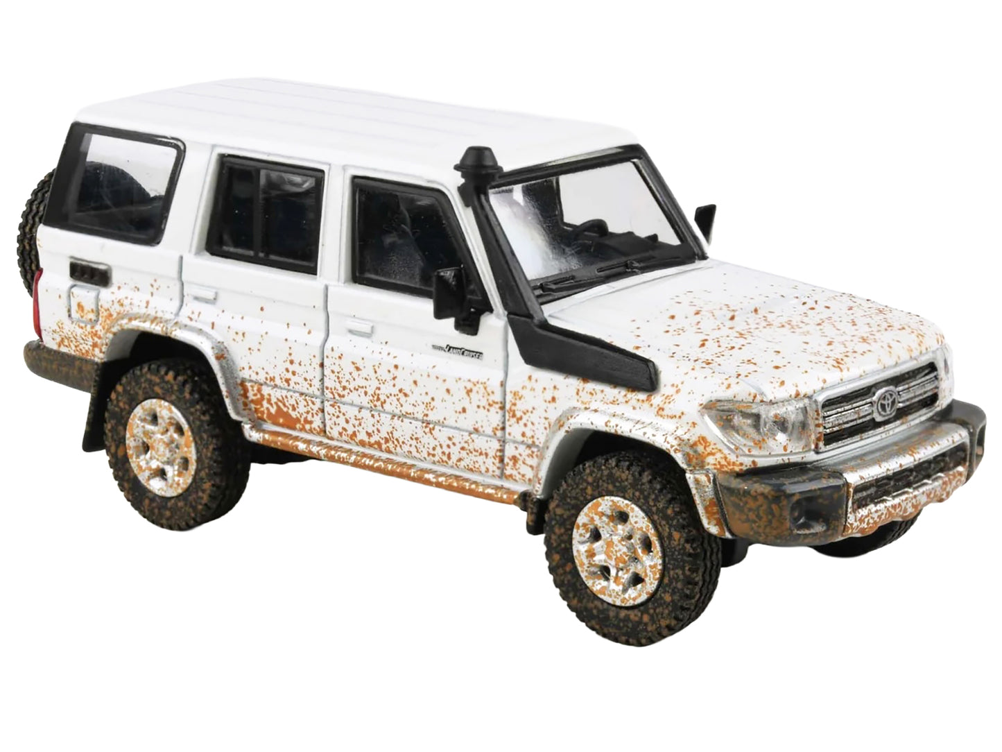 2014 Toyota Land Cruiser 76 White (Dirty Off Road Effect) 1/64 Diecast Model Car by Paragon Models