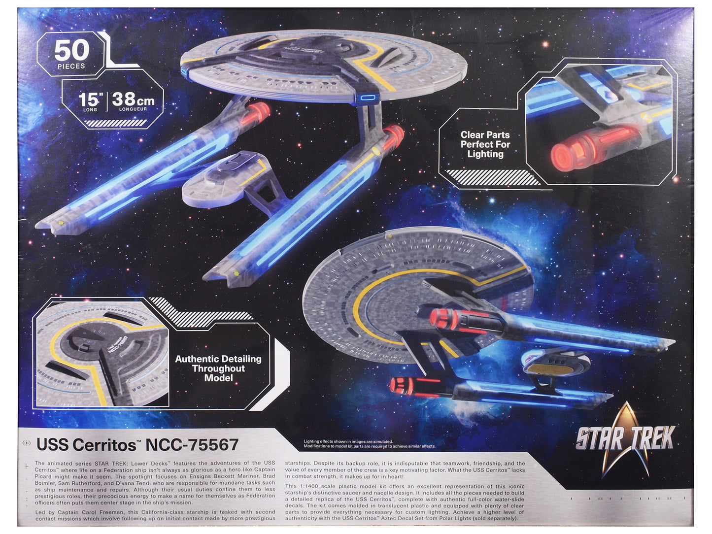 Skill 2 Model Kit USS Cerritos NCC-75567 Spacecraft "Star Trek: Lower Decks" (2020-2024) TV Series 1/1400 Scale Model by Polar Lights-DiecastModeler.com
