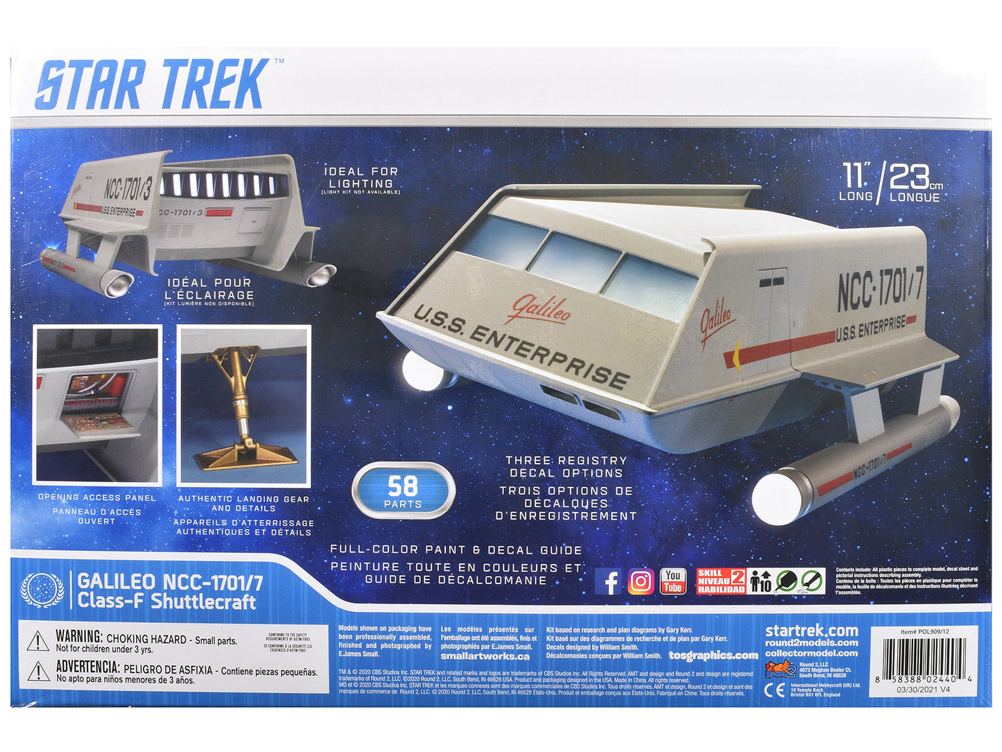 Skill 2 Model Kit Galileo Shuttlecraft "Star Trek: The Original Series" (1966-1968) TV Series 1/32 Scale Model by Polar Lights-DiecastModeler.com