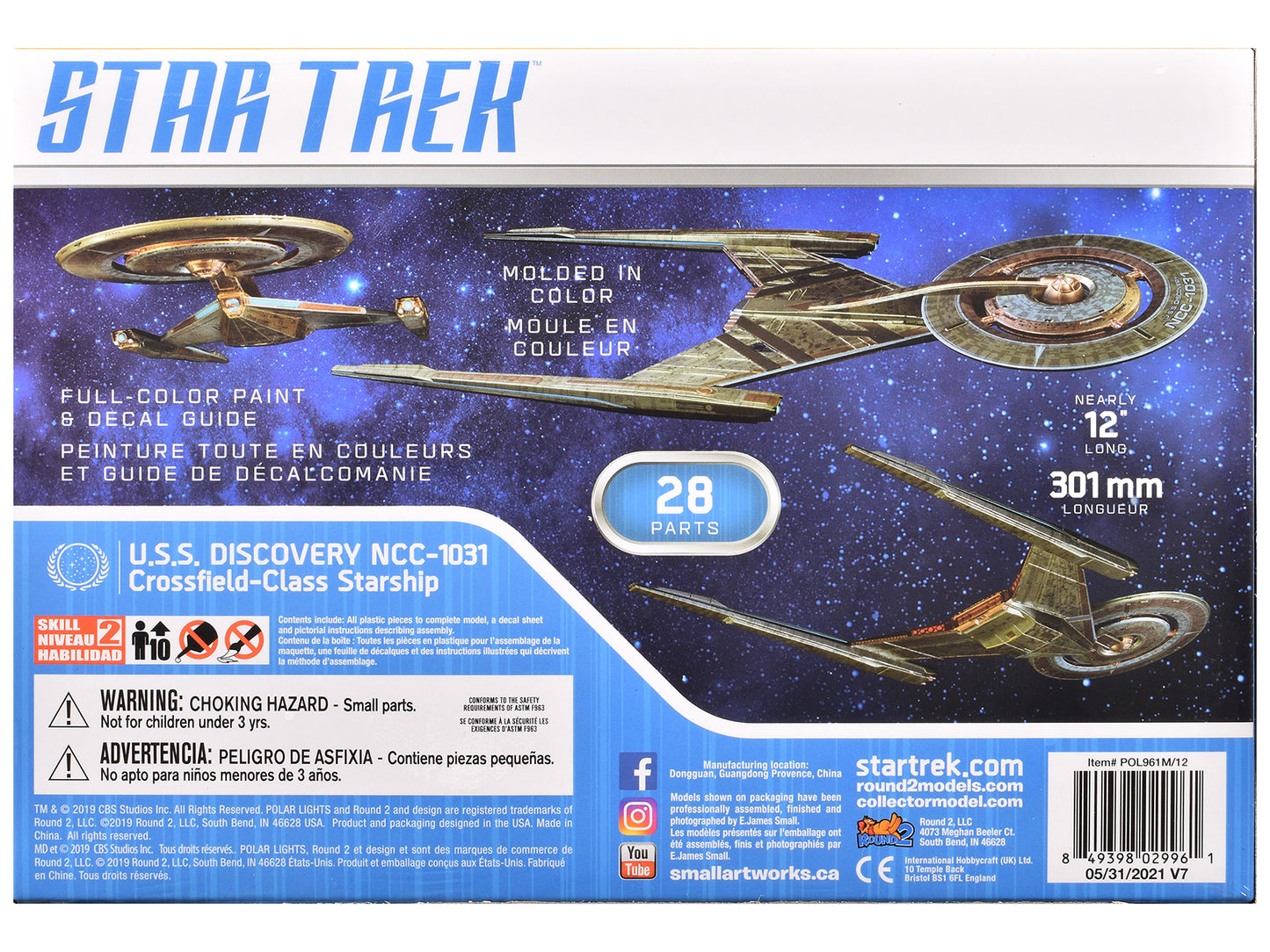Skill 2 Snap Model Kit U.S.S. Discovery NCC-1031 Spacecraft "Star Trek: Discovery" (2017-2024) TV Series 1/2500 Scale Model by Polar Lights-DiecastModeler.com