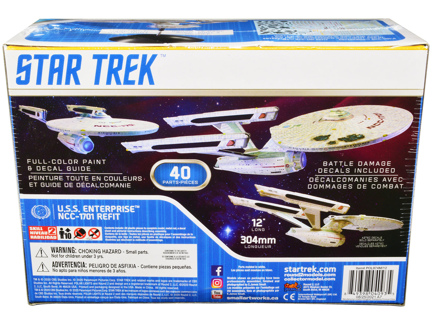 Skill 2 Snap Model Kit U.S.S. Enterprise NCC-1701 Refit Spaceship "Star Trek II: The Wrath of Khan" (1982) Movie 1/1000 Scale Model by Polar Lights-DiecastModeler.com