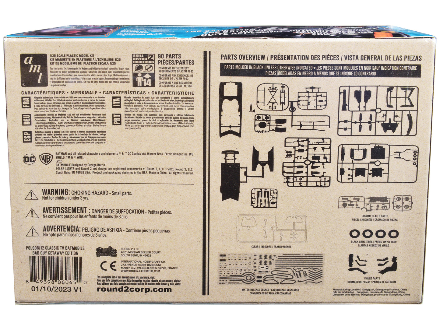 Skill 2 Model Kit 1966 Batmobile "Bad Guy Getaway Edition" with Penguin and Catwoman Figures "Batman" (1966-1968) TV Series 1/25 Scale Model by Polar Lights-DiecastModeler.com