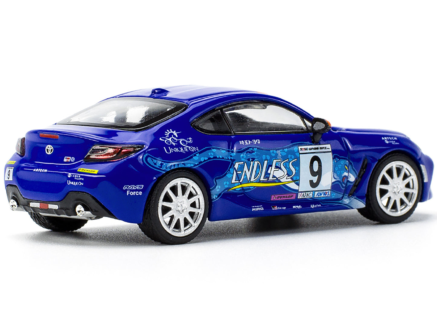 Toyota GR86 #9 "Endless" Blue with Graphics 1/64 Diecast Model Car by Pop Race-DiecastModeler.com