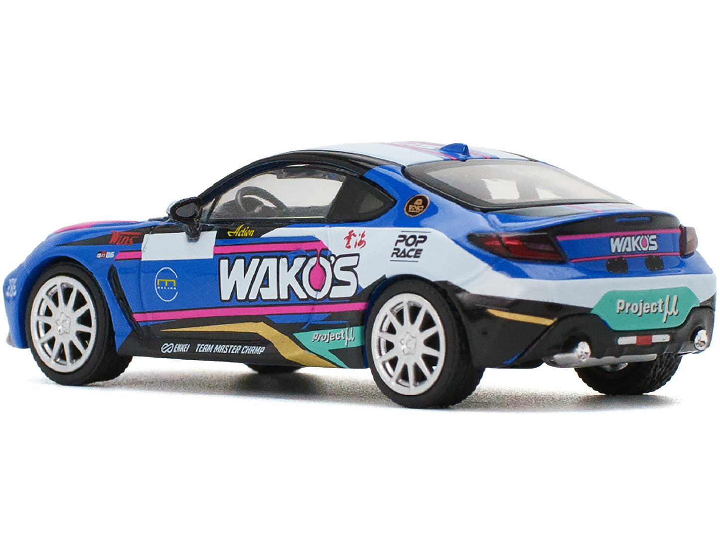 Toyota GR86 "Wako's" Blue with Graphics 1/64 Diecast Model Car by Pop Race-DiecastModeler.com