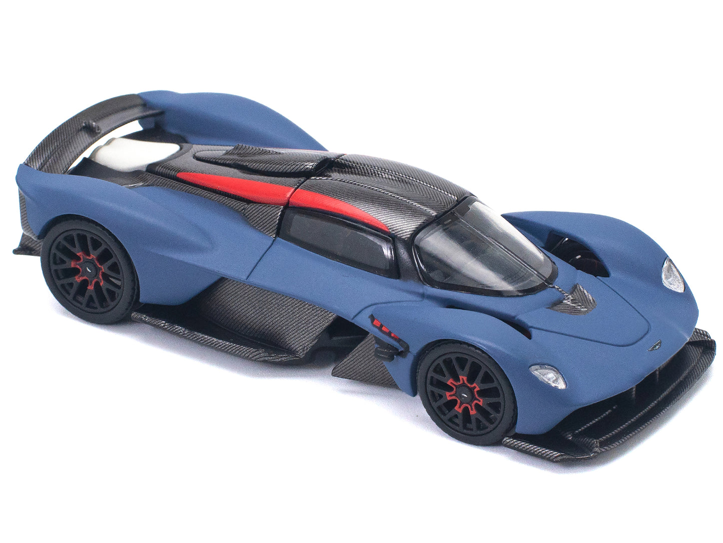 Aston Martin Valkyrie Satin Marina Blue with Carbon Top 1/64 Diecast Model Car by Pop Race