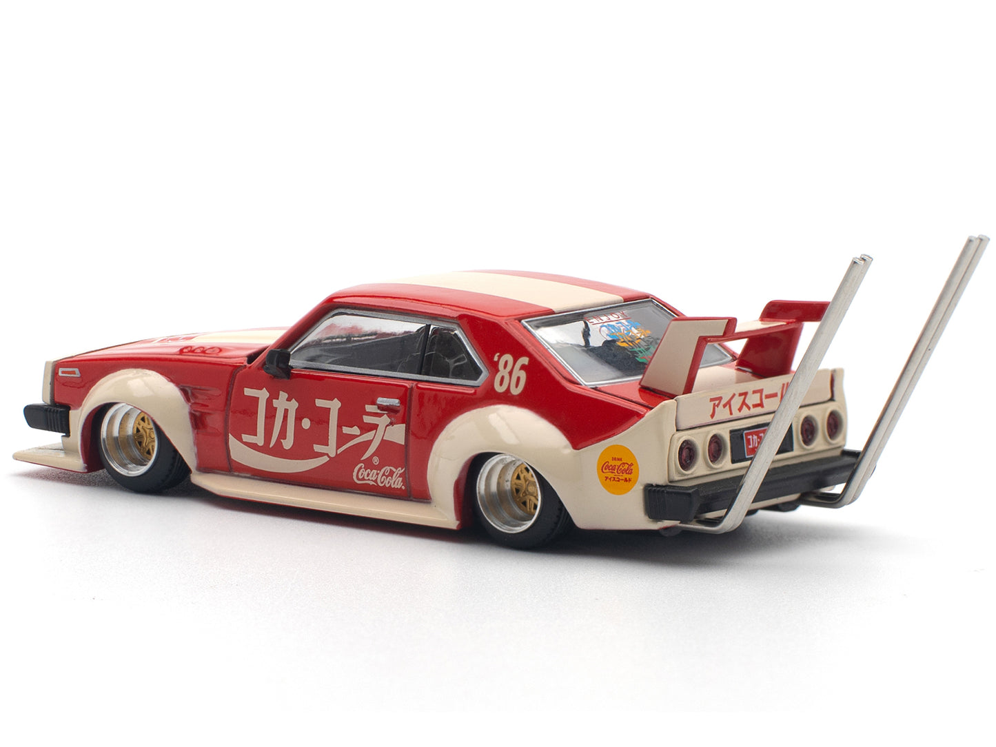 Skyline GT-R V8 Drift "Hakosuka" RHD (Right Hand Drive) "Coca-Cola (Japan)" Red and Cream 1/64 Diecast Model Car by Pop Race