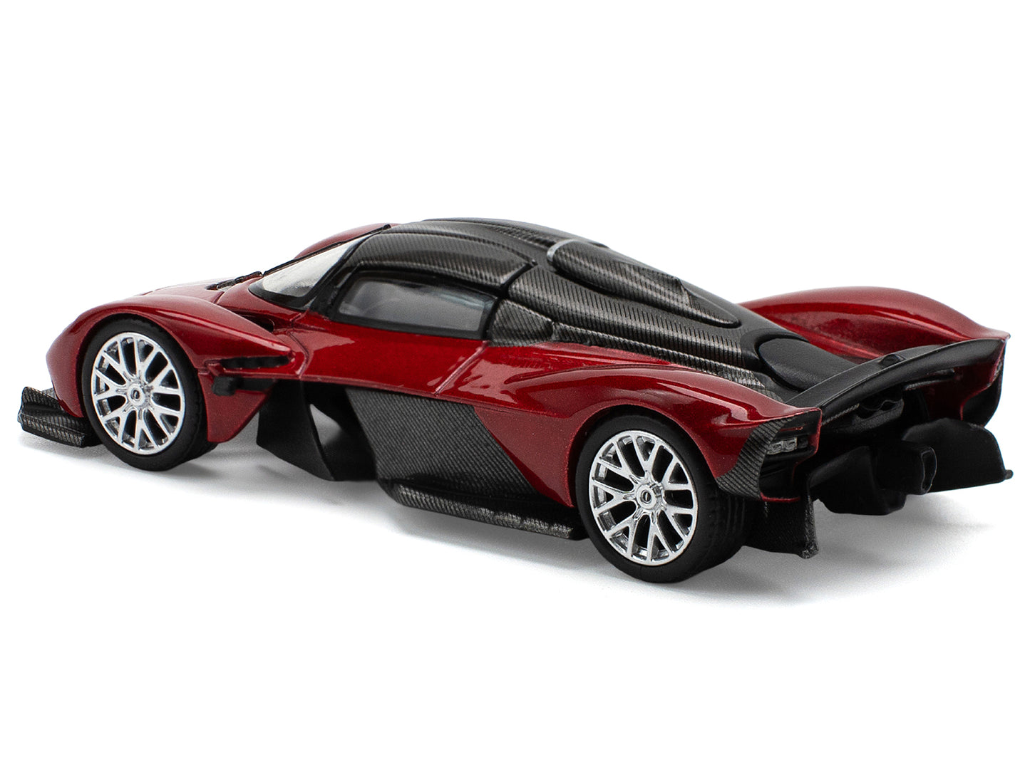 Aston Martin Valkyrie Supernova Red Metallic with Carbon Top 1/64 Diecast Model Car by Pop Race