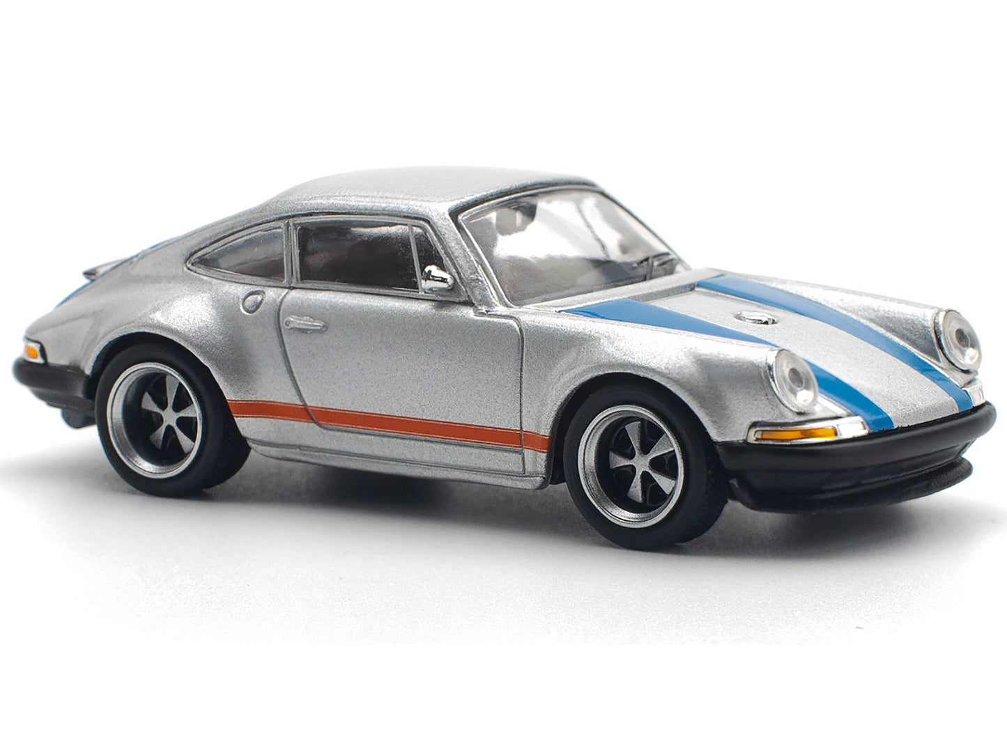 Singer 964 Silver Metallic with Blue and Red Stripes 1/64 Diecast Model Car by Pop Race
