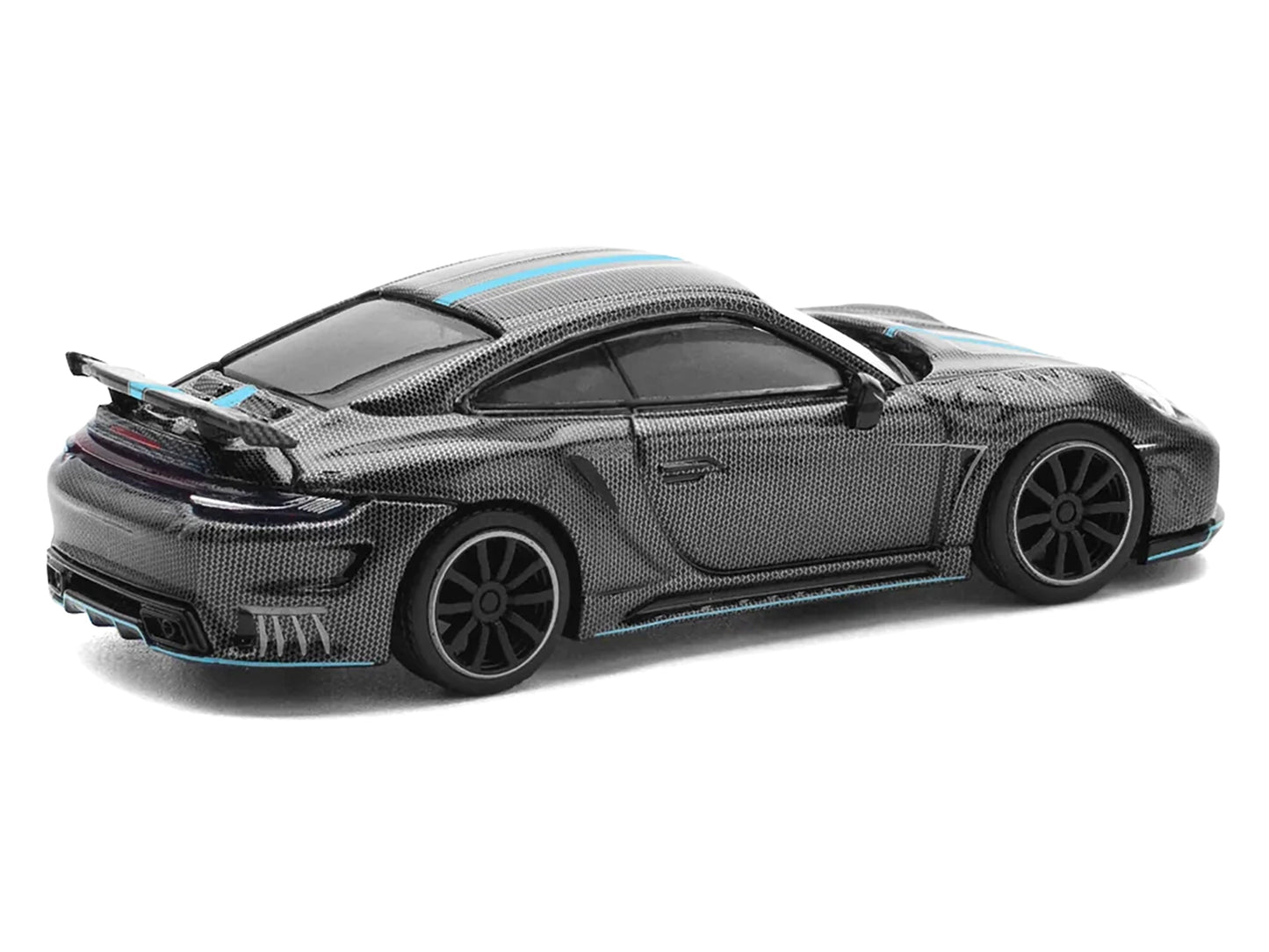 992 Stinger GTR Carbon Edition with Blue Stripe 1/64 Diecast Model Car by Pop Race
