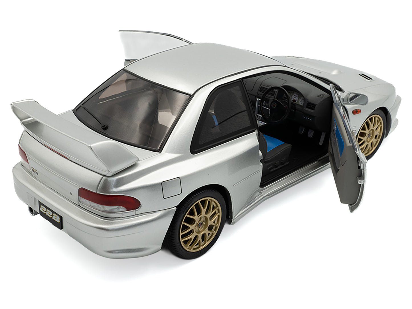 1998 Subaru Impreza 22B RHD (Right Hand Drive) Silver Metallic with Gold Wheels 1/18 Diecast Model Car by Solido