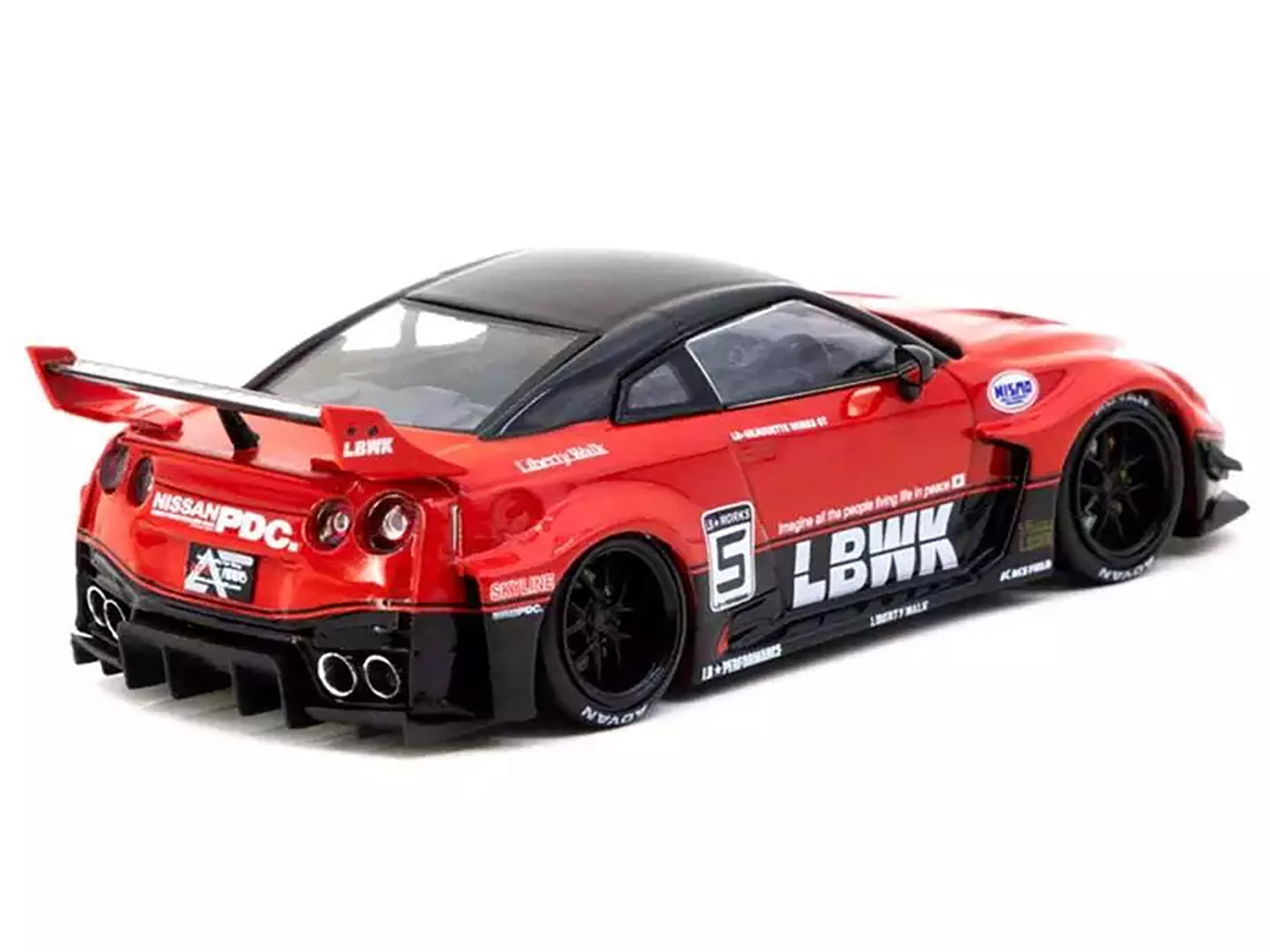 Nissan 35GT-RR LB-Silhouette WORKS GT RHD (Right Hand Drive) #5 "Liberty Walk" Red and Black "Hobby43" Series 1/43 Diecast Model Car by Tarmac Works