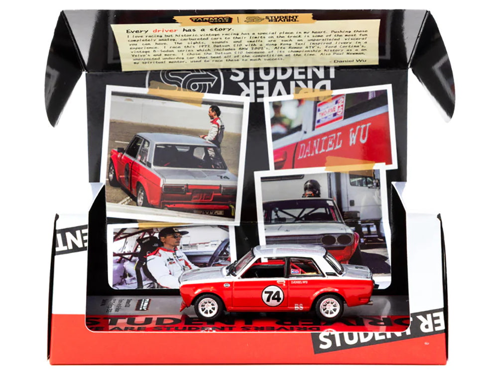 Datsun 510 #74 Daniel Wu "Trans-Am B-Sedan 2.5 Challenge" (2023) Silver and Red "Hobby64" Series 1/64 Diecast Model Car by Tarmac Works