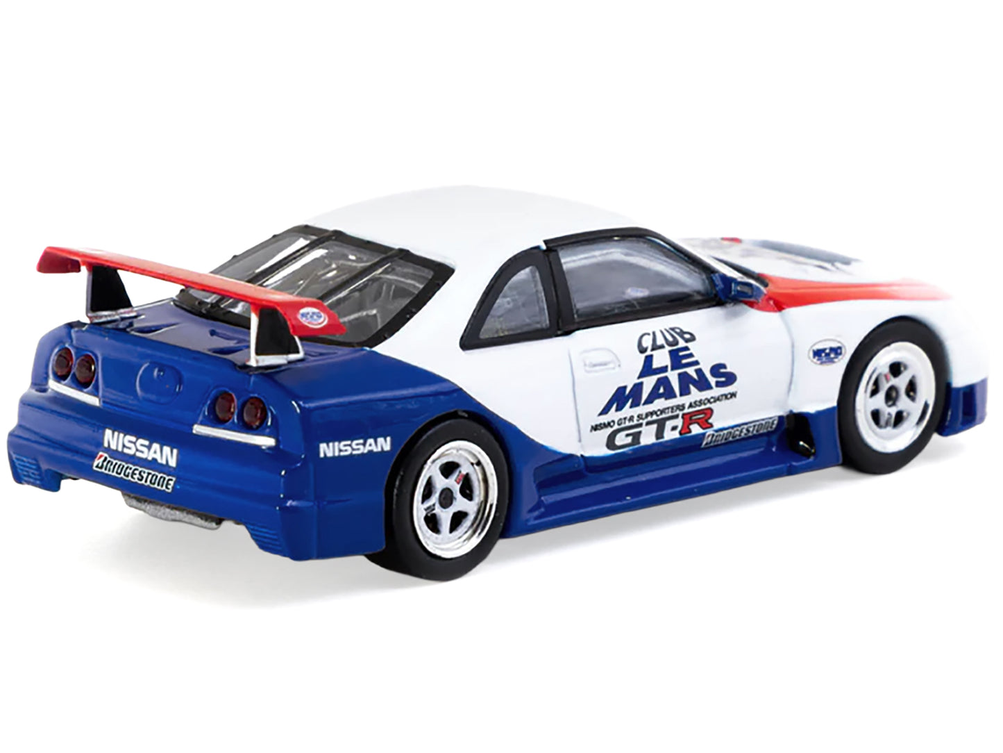 Nissan Nismo GT-R LM RHD (Right Hand Drive) "1995 Launch Version" White with Red and Blue Accents "Hobby64" Series 1/64 Diecast Model Car by Tarmac Works-DiecastModeler.com