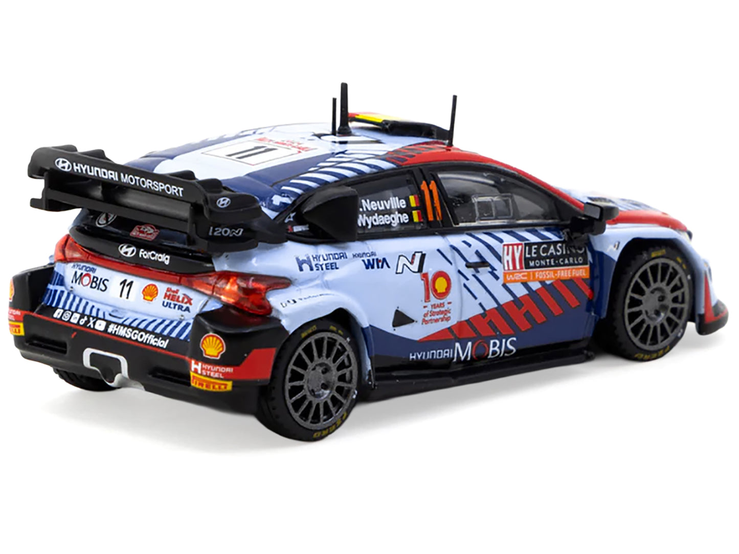 Hyundai i20 N Rally1 Hybrid #11 Thierry Neuville - Martijn Wydaeghe Winner "Rallye Monte-Carlo" (2024) "Hobby64" Series 1/64 Diecast Model by Tarmac Works-DiecastModeler.com