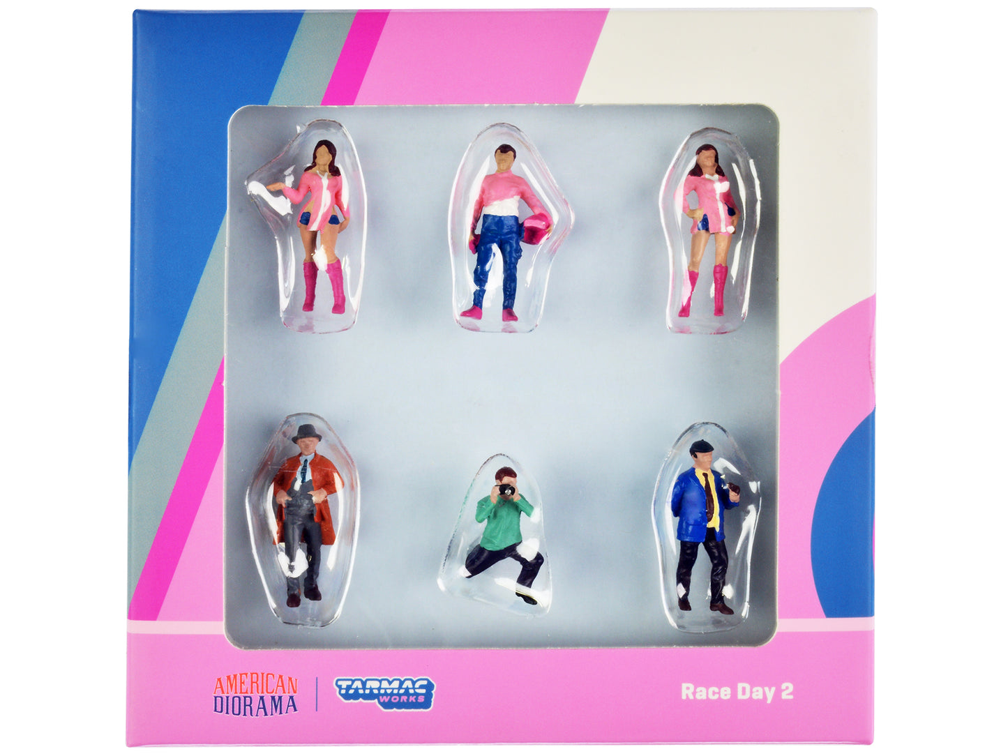 "Race Day 2" 6 piece Diecast Figure Set for 1/64 Scale Models by Tarmac Works & American Diorama-DiecastModeler.com