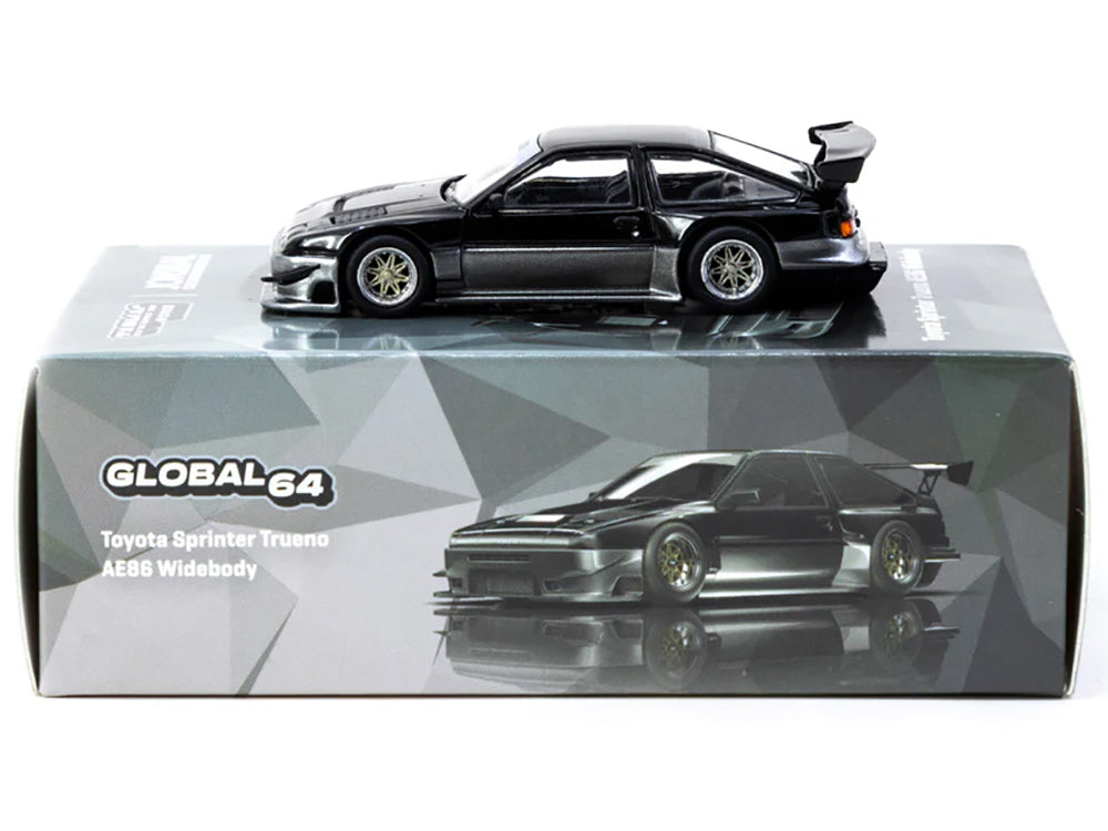 Toyota Sprinter Trueno AE86 Widebody RHD (Right Hand Drive) "Jonsibal Designworks" Black and Gray Metallic "Global64" Series 1/64 Diecast Model by Tarmac Works-DiecastModeler.com