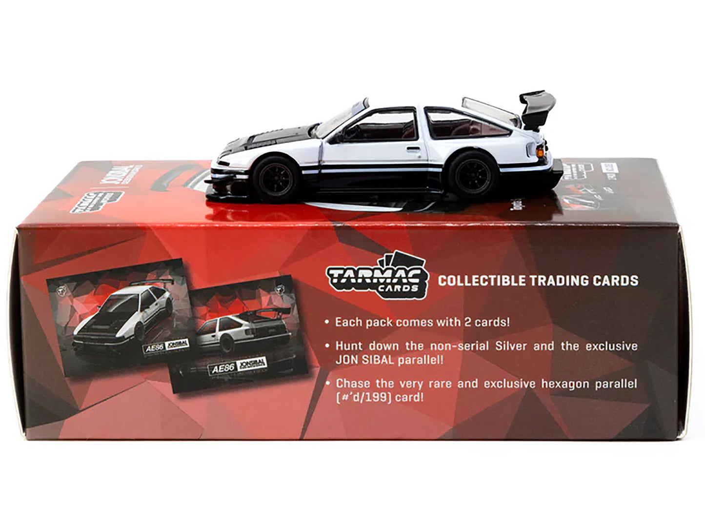 Toyota Sprinter Trueno AE86 Widebody RHD (Right Hand Drive) White and Black with Tarmac Cards "Global64" Series 1/64 Diecast Model by Tarmac Works
