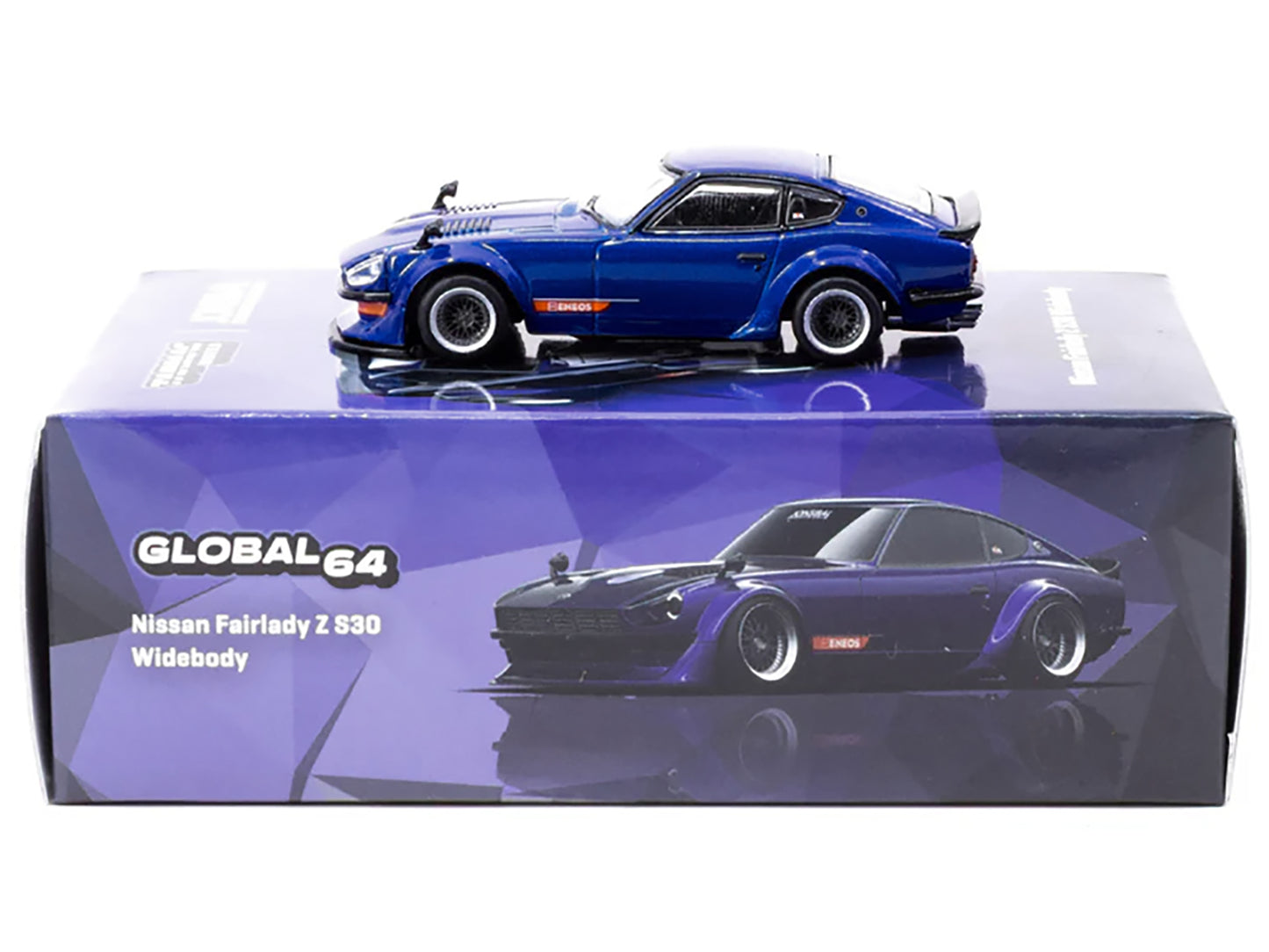 Nissan Fairlady Z S30 Widebody RHD (Right Hand Drive) "Designed by Jon Sibal" Blue Metallic "Global64" Series 1/64 Diecast Model Car by Tarmac Works-DiecastModeler.com