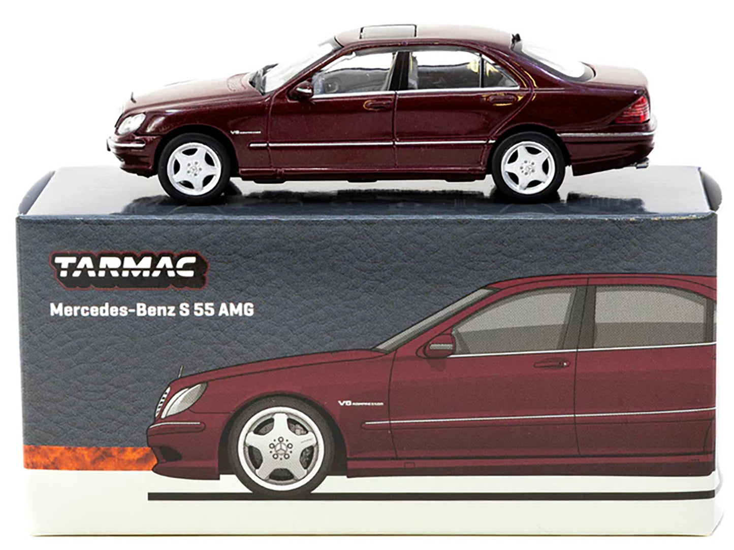 Mercedes-Benz S 55 AMG Bordeaux Red Metallic "Global64" Series 1/64 Diecast Model by Tarmac Works