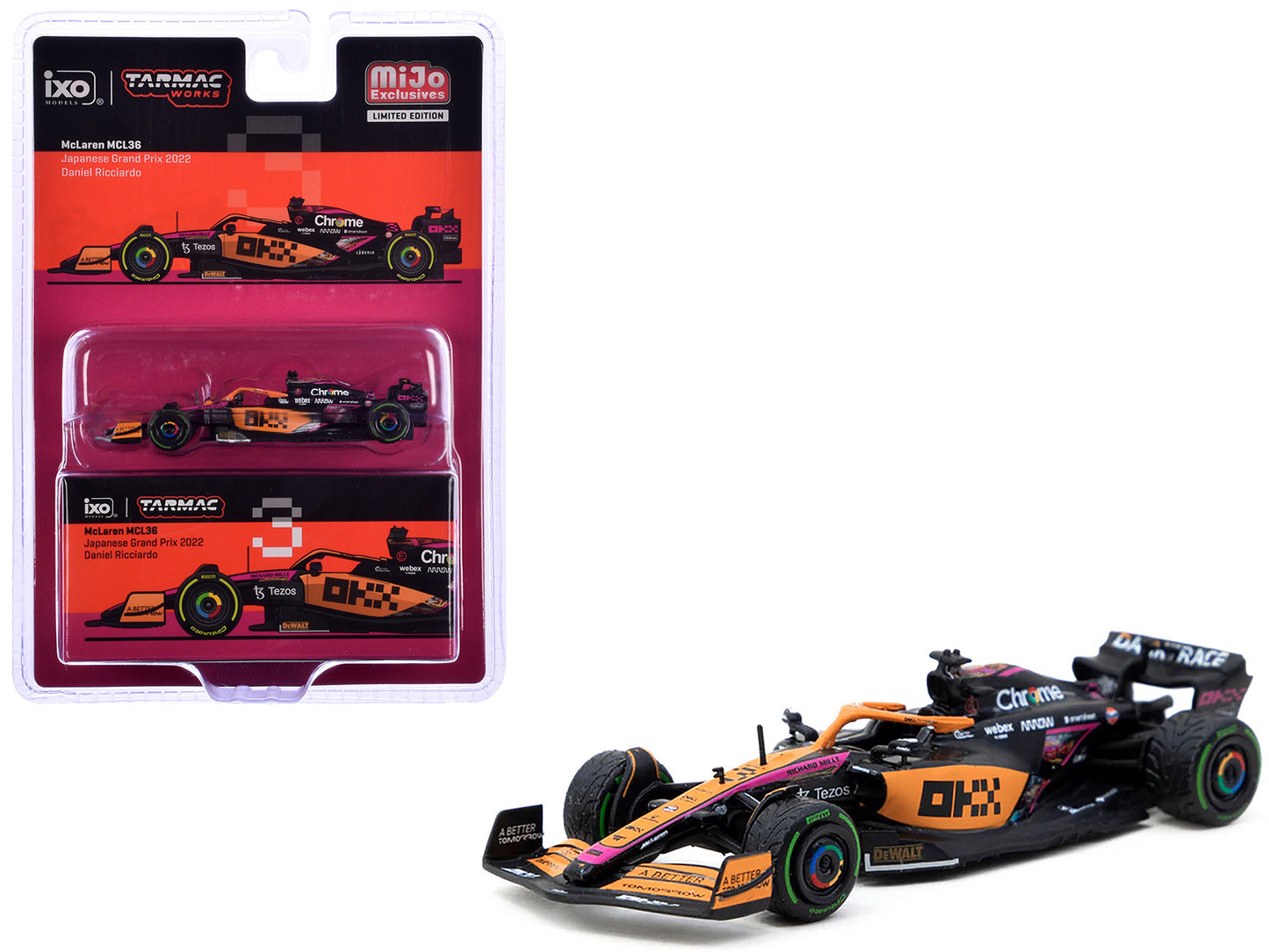 McLaren MCL36 #3 Daniel Ricciardo Formula One F1 "Japanese GP" (2022) "Global64" Series 1/64 Diecast Model Car by Tarmac Works-DiecastModeler.com
