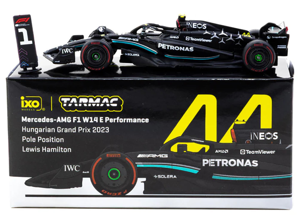 Mercedes-AMG F1 W14 E Performance #44 Lewis Hamilton Pole Position Formula One F1 "Hungarian GP" (2023) "Global64" Series 1/64 Diecast Model Car by Tarmac Works-DiecastModeler.com