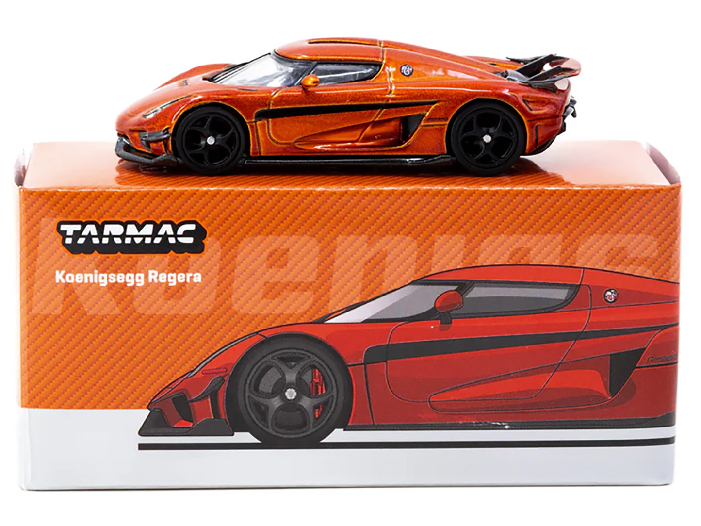 Koenigsegg Regera Orange Metallic with Black Stripes "Global64" Series 1/64 Diecast Model Car by Tarmac Works