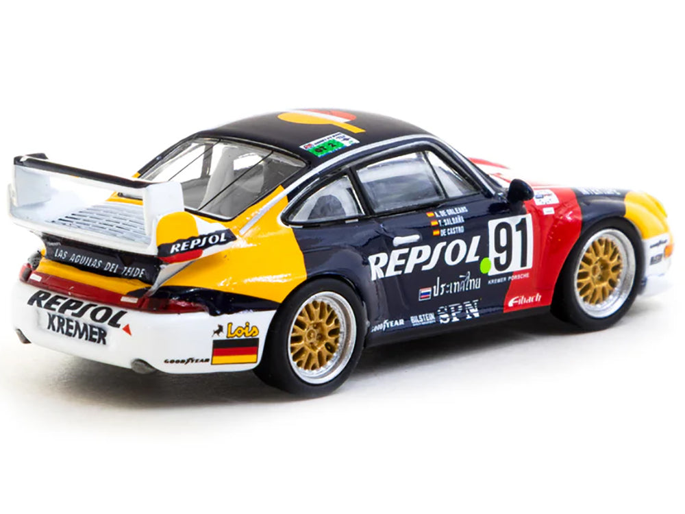 Porsche 911 GT2 #91 Tomas Saldana - Miguel Angel de Castro - Prince Alfonso de Orleans-Borbon "Kremer Racing - Repsol" "24 Hours of Le Mans" (1995) "Collab64" Series 1/64 Diecast Model Car by Schuco & Tarmac Works
